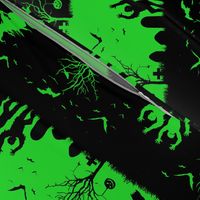 Monster Green and Black Halloween Nightmare Stripes 