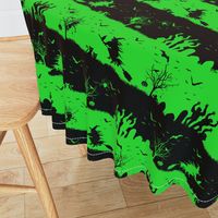 Monster Green and Black Halloween Nightmare Stripes 