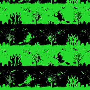 Monster Green and Black Halloween Nightmare Stripes 