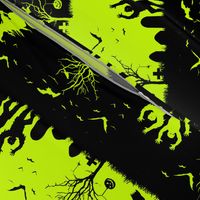 Slime Green and Black Halloween Nightmare Stripes 