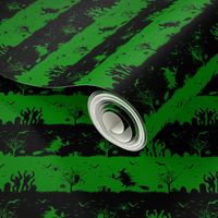 Alien Green and Black Halloween Nightmare Stripes 