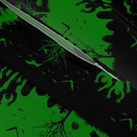 Alien Green and Black Halloween Nightmare Stripes 