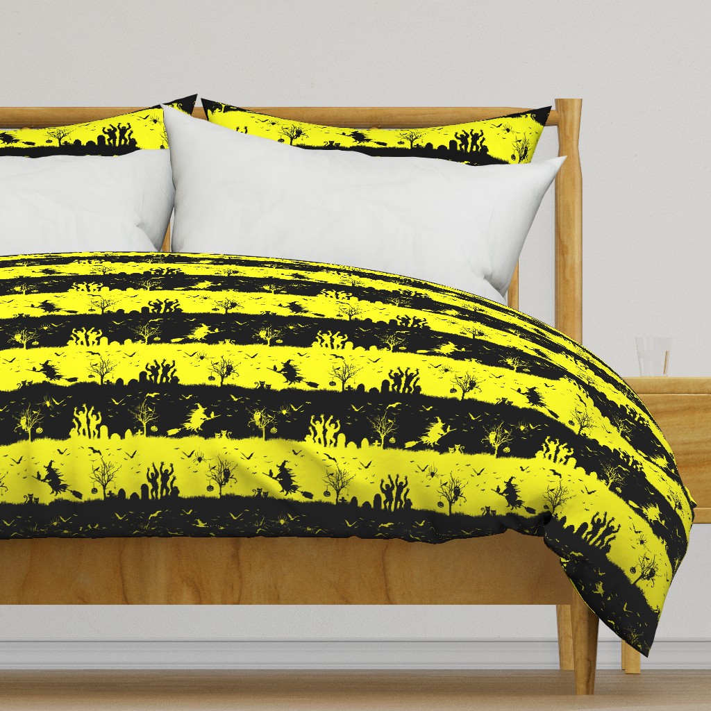 Cats Eye Yellow and Black Halloween Nightmare Stripes 