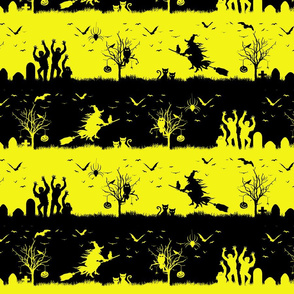 Cats Eye Yellow and Black Halloween Nightmare Stripes 