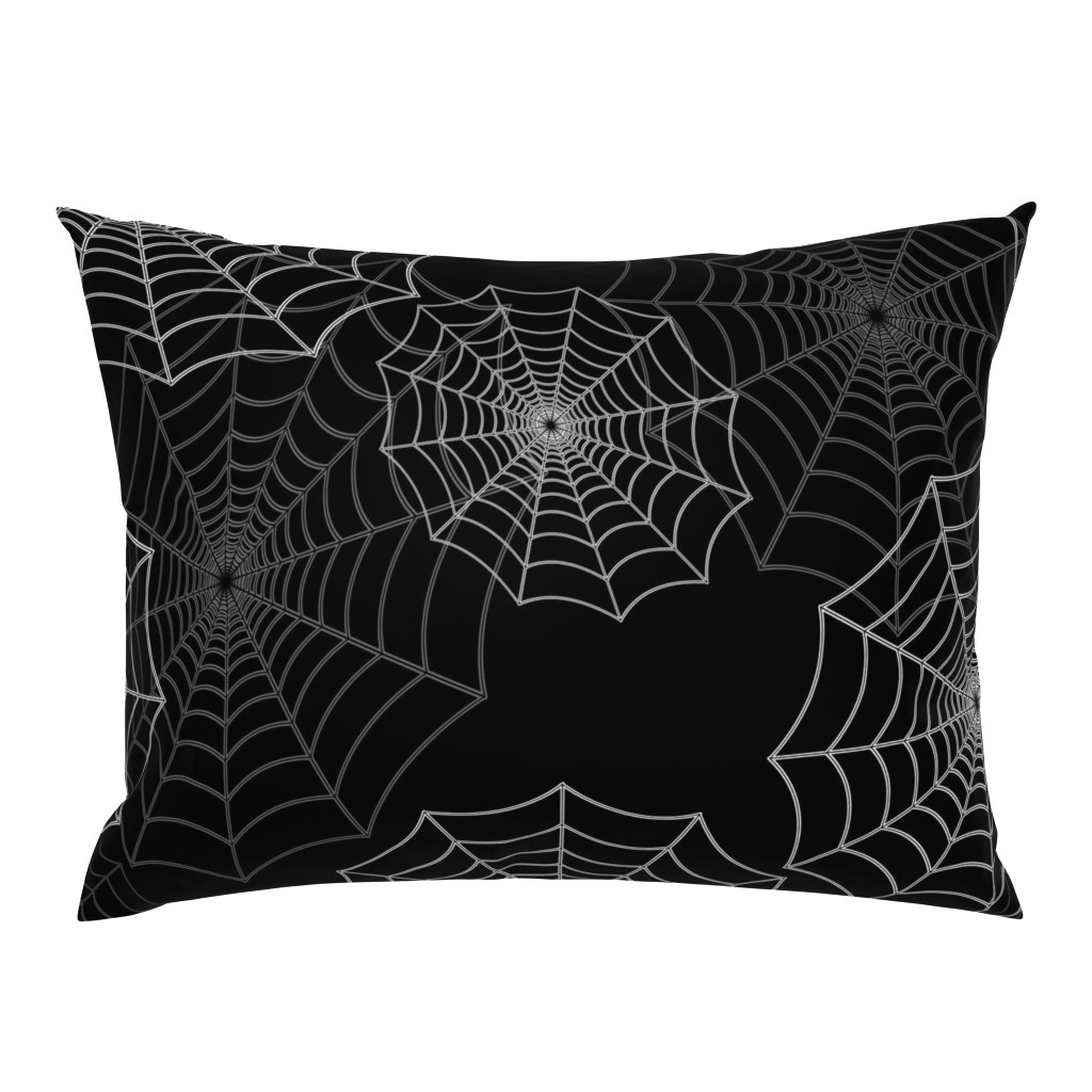 White Spider Web Cobweb Silk Pattern on Black