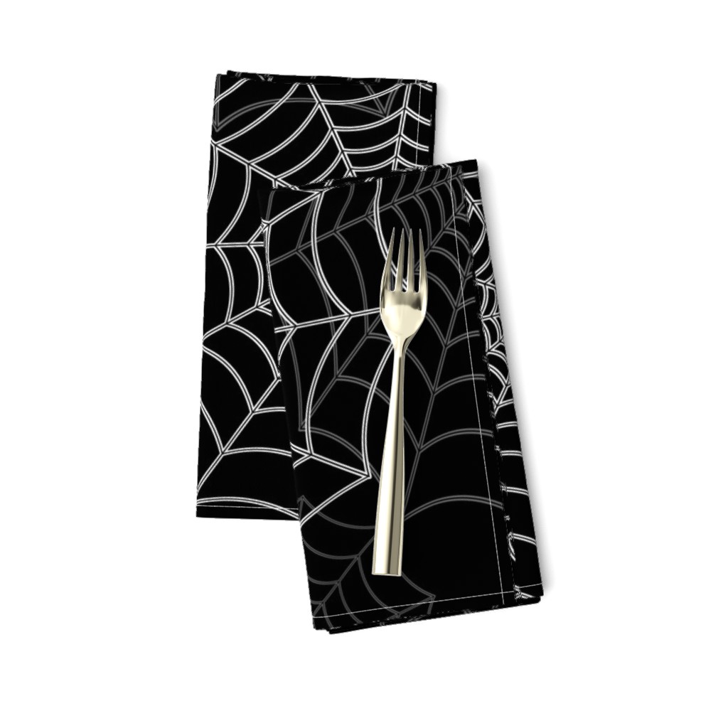 White Spider Web Cobweb Silk Pattern on Black