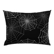 White Spider Web Cobweb Silk Pattern on Black