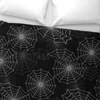 White Spider Web Cobweb Silk Pattern on Black