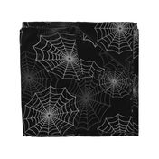 White Spider Web Cobweb Silk Pattern on Black