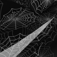 White Spider Web Cobweb Silk Pattern on Black