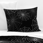 White Spider Web Cobweb Silk Pattern on Black