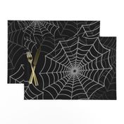 White Spider Web Cobweb Silk Pattern on Black