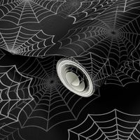 White Spider Web Cobweb Silk Pattern on Black