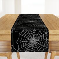 White Spider Web Cobweb Silk Pattern on Black