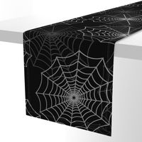 White Spider Web Cobweb Silk Pattern on Black