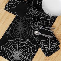 White Spider Web Cobweb Silk Pattern on Black