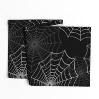 White Spider Web Cobweb Silk Pattern on Black