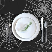 White Spider Web Cobweb Silk Pattern on Black