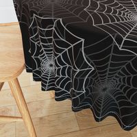 White Spider Web Cobweb Silk Pattern on Black