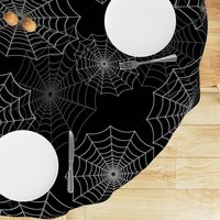 White Spider Web Cobweb Silk Pattern on Black