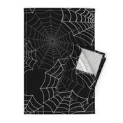 White Spider Web Cobweb Silk Pattern on Black