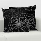 White Spider Web Cobweb Silk Pattern on Black