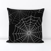 White Spider Web Cobweb Silk Pattern on Black