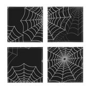 White Spider Web Cobweb Silk Pattern on Black