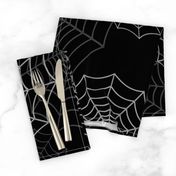 White Spider Web Cobweb Silk Pattern on Black