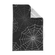 White Spider Web Cobweb Silk Pattern on Black