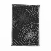 White Spider Web Cobweb Silk Pattern on Black