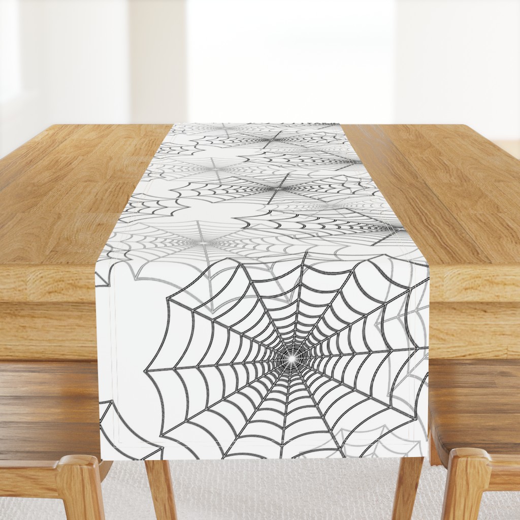 Black Spider Web Cobweb Silk Pattern on Dark White