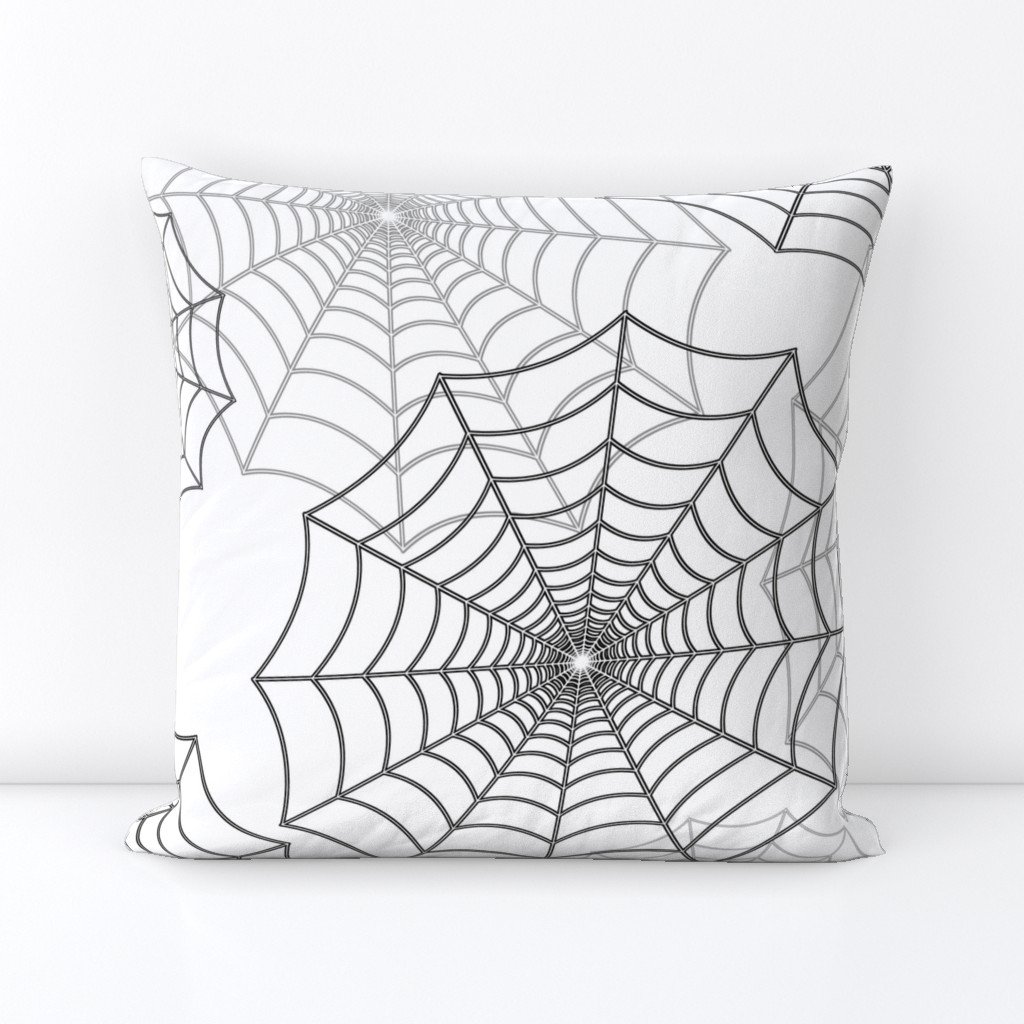 Black Spider Web Cobweb Silk Pattern on Dark White