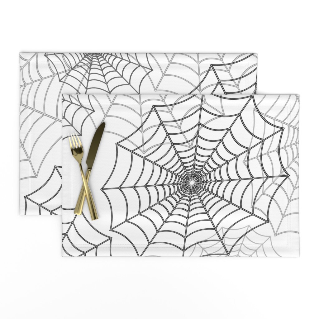 Black Spider Web Cobweb Silk Pattern on Dark White