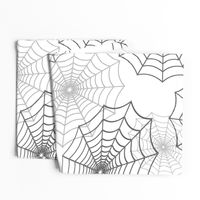 Black Spider Web Cobweb Silk Pattern on Dark White