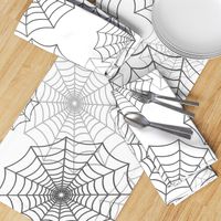 Black Spider Web Cobweb Silk Pattern on Dark White