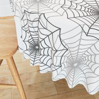 Black Spider Web Cobweb Silk Pattern on Dark White