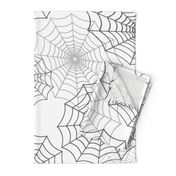 Black Spider Web Cobweb Silk Pattern on Dark White