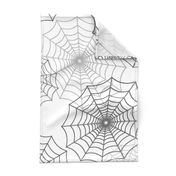 Black Spider Web Cobweb Silk Pattern on Dark White