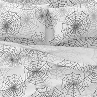 Black Spider Web Cobweb Silk Pattern on Dark White