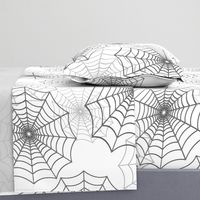 Black Spider Web Cobweb Silk Pattern on Dark White