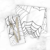 Black Spider Web Cobweb Silk Pattern on Dark White