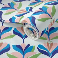 Bold, stylised, Scandinavian inspired floral pattern 