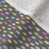 Rainbow Raindrops in Dark Grey