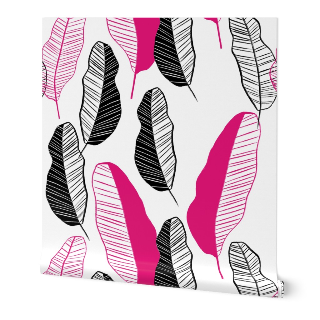 Palms - hot pink and black - large scale