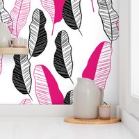 Palms - hot pink and black - large scale