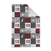 (3" small scale) firefighter wholecloth - patchwork - red and black future firefighter  (90)