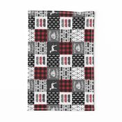 (3" small scale) firefighter wholecloth - patchwork - red and black future firefighter  (90)