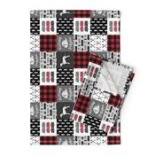 (3" small scale) firefighter wholecloth - patchwork - red and black future firefighter  (90)