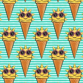 sunshine icecream cones (with glasses) mint stripes